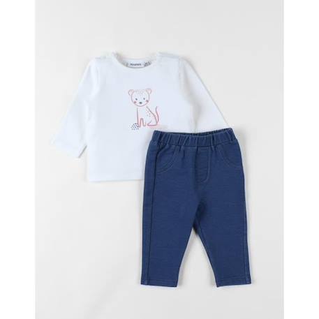 Set 2 pièces legging et t-shirt léopard/denim BLANC 1 - vertbaudet enfant 