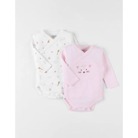 Set de 2 bodies croisés manches longues BLANC 1 - vertbaudet enfant 