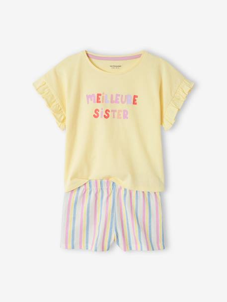 Pyjashort fille 'Meilleure Sister' jaune pastel 2 - vertbaudet enfant 