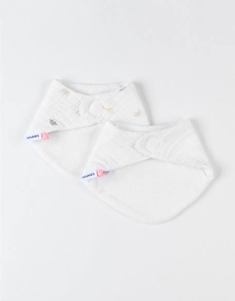 Set de 2 bavoirs bandana imprimé animalier - NOUKIE'S - Blanc - Bébé - 0 mois - Naissance BEIGE 3 - vertbaudet enfant 