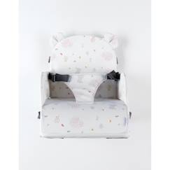Puériculture-Chaise haute, réhausseur-Réhausseur chaise déperlant imprimé - NOUKIE'S - Lina & Joy - Matière imperméable - Blanc - Bébé - Mixte