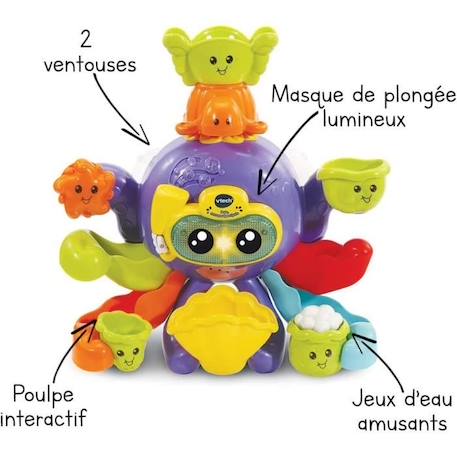 Jouet de Bain interactif VTECH BABY - Polo, Mon Poulpe Rigolo - Multicolore - Pour Bébé de 1 à 5 ans VIOLET 4 - vertbaudet enfant 