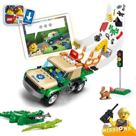 LEGO® City 60353 Missions de Sauvetage des Animaux Sauvages, Jouet de Construction Interactif VERT 2 - vertbaudet enfant 