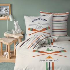 Linge de maison et décoration-Parure de lit imprimée 100% coton, SUMMER CAMP. Taille : 140x200 cm