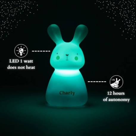 Veilleuse enfant rechargeable Induction «Charly» de Olala® - Veilleuse de nuit motif lapin lumière led lampe de nuit [Veilleuse USB] BLEU 3 - vertbaudet enfant 