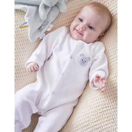 Pyjama dors-bien en jersey BIO BLANC+BLEU 1 - vertbaudet enfant 