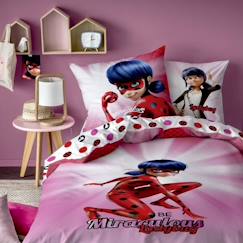 Linge de maison et décoration-Linge de lit enfant-Parure de lit imprimée 100% coton, MIRACULOUS LADYBUG SPACE. Taille : 140x200 cm