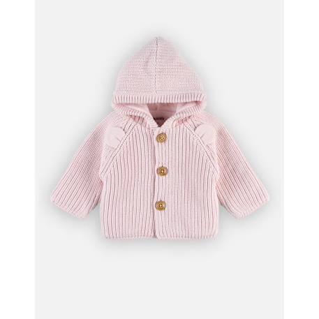 Manteau à capuche en tricot BLEU+ROSE 8 - vertbaudet enfant 