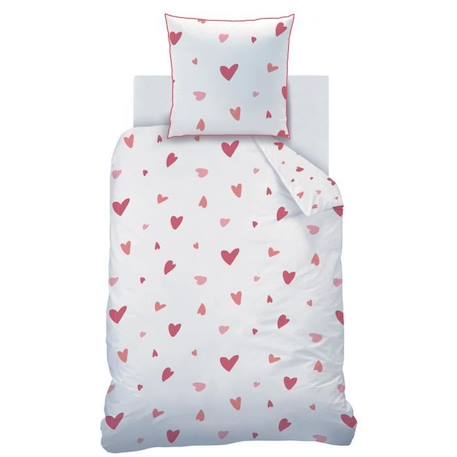 Parure de lit imprimée 100% coton, HEART 140x200 cm BLANC 3 - vertbaudet enfant 