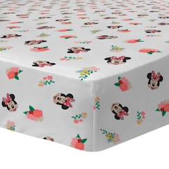 Drap-housse imprimé 100% coton, DISNEY HOME MINNIE FLOWER 90x190 cm - Bonnet 30cm  - vertbaudet enfant