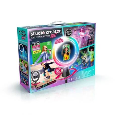 Kit de création vidéo avec rotation 360° et anneau lumineux LED multicolore - Canal Toys BLANC 2 - vertbaudet enfant 