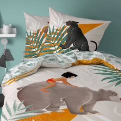 Linge de maison et décoration-Parure de lit imprimée 100% coton, DISNEY LE LIVRE DE LA JUNGLE HAPPY. Taille : 140x200 cm