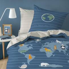 Linge de maison et décoration-Linge de lit enfant-Housse de couette et taie d'oreiller en coton, ANIMALIUM. Taille : 140x200 cm