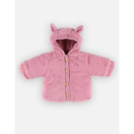 Veste à capuche en sherpa ROSE+VERT 1 - vertbaudet enfant 