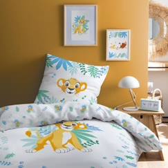 Linge de maison et décoration-Parure de lit imprimée 100% coton, DISNEY LE ROI LION SIMBA. Taille : 140x200 cm