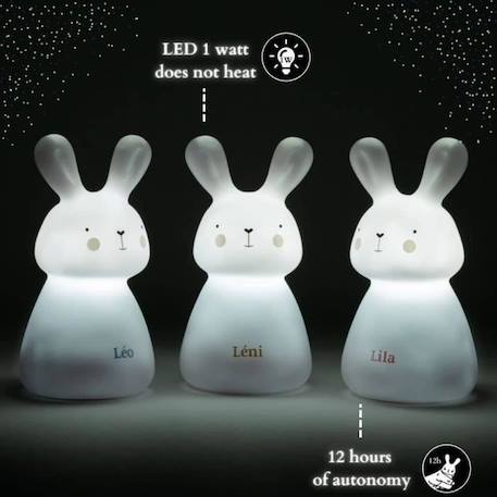 Veilleuse enfant rechargeable par 3 Olala®, chemin lumineux – Veilleuse lapin pour l'endormissement BLANC 4 - vertbaudet enfant 