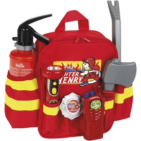 Sac à dos de pompier avec 6 accessoires dont 1 lampe torche avec fonction lumineuse - KLEIN - 8900 ROUGE 1 - vertbaudet enfant 