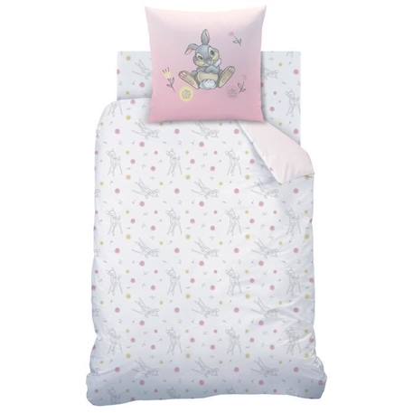 Parure de lit imprimée 100% coton, DISNEY HOME BAMBI FLOWERS 135x200+80x80cm ROSE 3 - vertbaudet enfant 