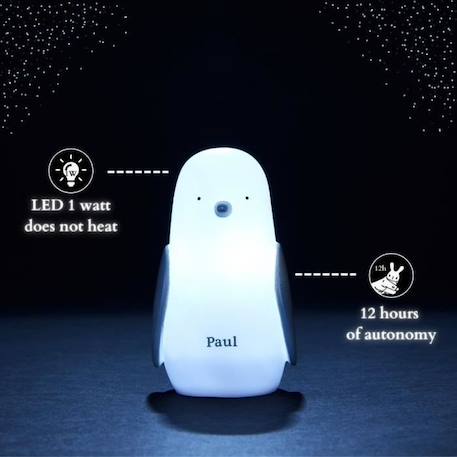 Veilleuse enfant Pingouin « Paul » de Olala® - Veilleuse rechargeable Induction pour faciliter l'endormissement [ Veilleuse nomade ] BLANC 2 - vertbaudet enfant 