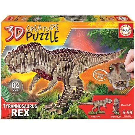Puzzle 3D T-Rex - EDUCA - Animaux - Mixte - 82 pièces MARRON 1 - vertbaudet enfant 