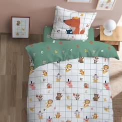 Linge de maison et décoration-Linge de lit enfant-Housse de couette-Parure de lit imprimée 100% coton, KARO ANIMO. Taille : 140x200 cm