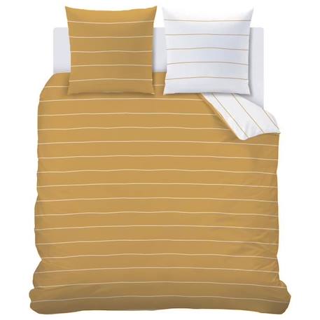 Parure de lit imprimée 100% coton, STRIPES 140x200 cm TOFFEE JAUNE 3 - vertbaudet enfant 