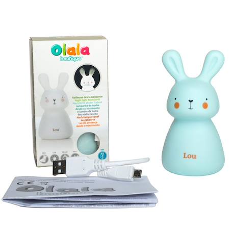 Veilleuse bébé « LOU » de Olala®, couleur Bleu - Veilleuse de nuit motif lapin lumière led lampe de nuit [ Lampe veilleuse enfant ] BLEU 4 - vertbaudet enfant 