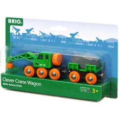 Jouet-Jeux d'imagination-BRIO - Wagon Grue Ingénieux - Accessoire aimanté pour circuit de train en bois - Mixte dès 3 ans