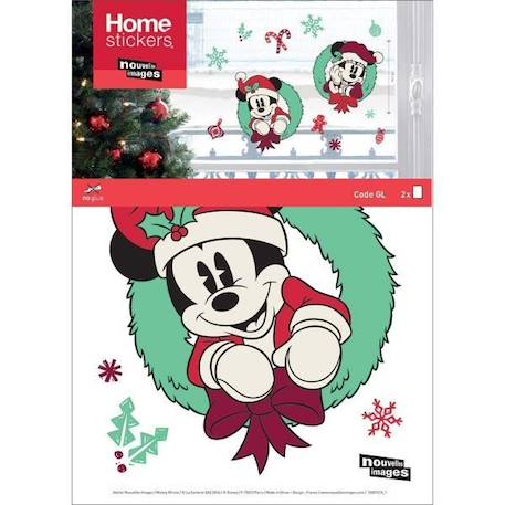 Sticker fenêtre 2 Mickeys dans leurs couronnes de sapins -  Multicolore VERT 1 - vertbaudet enfant 