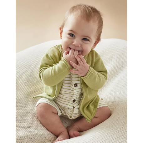 Cardigan en tricot fin BEIGE+BLANC+BLEU+ORANGE+ROSE+VERT 18 - vertbaudet enfant 