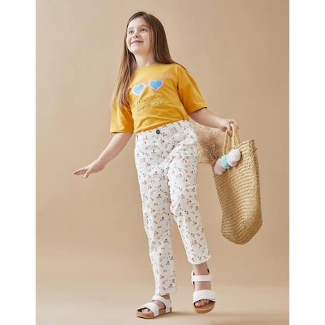 Pantalon 3/4 en twill fleuri BLANC 1 - vertbaudet enfant 