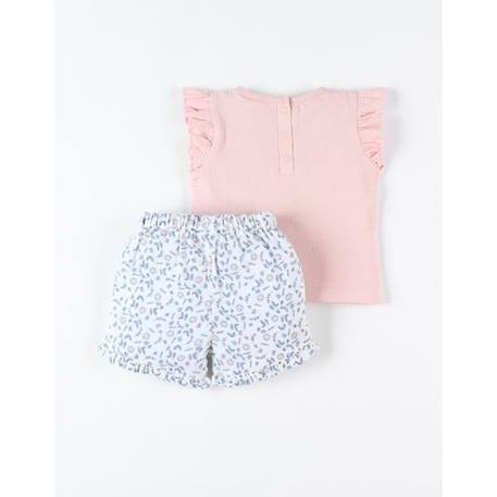 Set t-shirt imprimé lapin + short imprimé fleuri ROSE 3 - vertbaudet enfant 