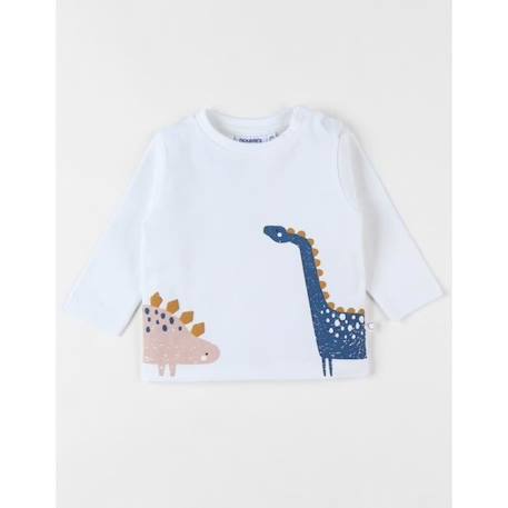 T-shirt manches longues en jersey imprimé dinosaure BLANC 1 - vertbaudet enfant 