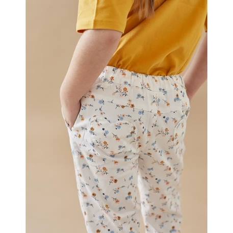 Pantalon 3/4 en twill fleuri BLANC 3 - vertbaudet enfant 