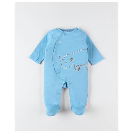 Pyjama 1 pièce en jersey gaufré imprimé rhino BLEU 1 - vertbaudet enfant 