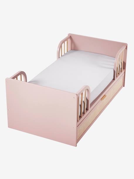 Lit Bébé évolutif 70x140cm avec tiroir de rangement en cannage POESIE rose nude 8 - vertbaudet enfant 