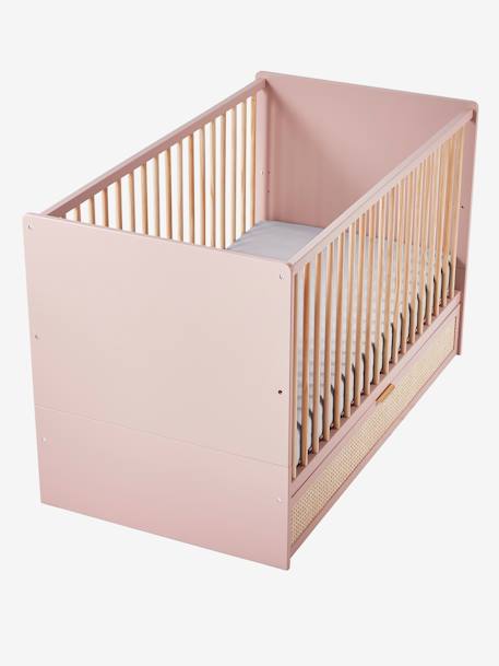 Lit Bébé évolutif 70x140cm avec tiroir de rangement en cannage POESIE rose nude 6 - vertbaudet enfant 