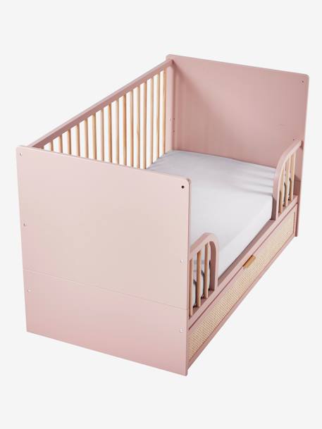 Lit Bébé évolutif 70x140cm avec tiroir de rangement en cannage POESIE rose nude 7 - vertbaudet enfant 