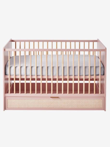 Lit Bébé évolutif 70x140cm avec tiroir de rangement en cannage POESIE rose nude 9 - vertbaudet enfant 