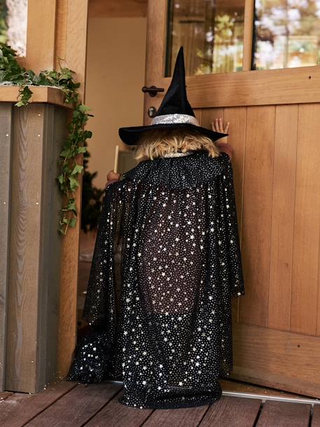Cape à étoiles et paillettes + baguette blanc+noir 12 - vertbaudet enfant 