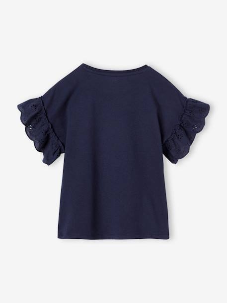 Tee-shirt romantique en coton bio fille écru+marine 6 - vertbaudet enfant 