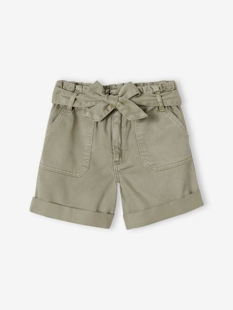 Short fille style paperbag écru+kaki+rose 6 - vertbaudet enfant 