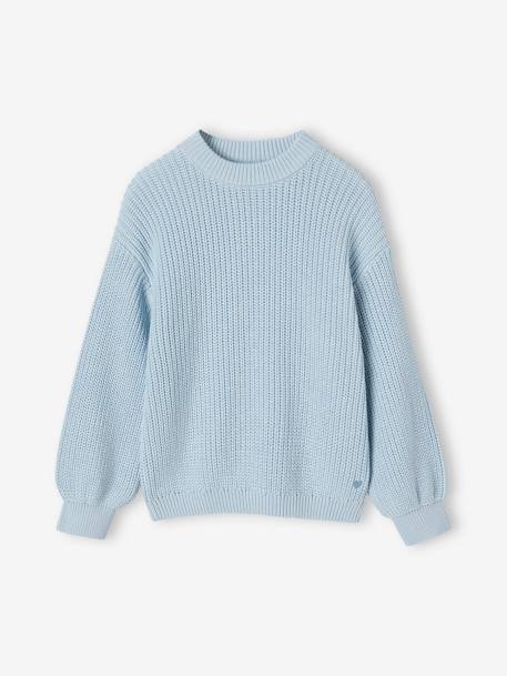 Pull en côtes anglaises fille bleu ciel+corail+rose 2 - vertbaudet enfant 