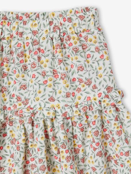 Jupe à fleurs en gaze de coton fille écru 3 - vertbaudet enfant 