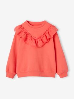 -Sweat avec volant en broderie anglaise fille