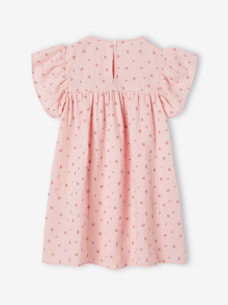 Robe fille en gaze de coton imprimée beige+beige imprimé+rose+rose pâle+vanille 10 - vertbaudet enfant 