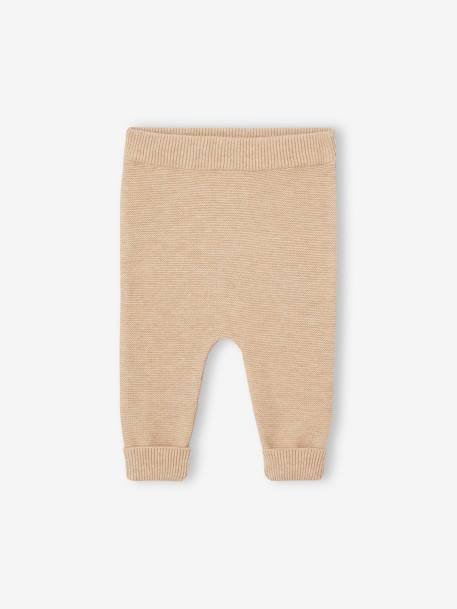 Ensemble 3 pièces en tricot : cardigan, pantalon et chaussons naissance beige chiné 8 - vertbaudet enfant 