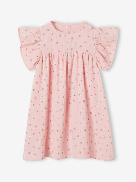 Robe fille en gaze de coton imprimée beige+beige imprimé+rose+rose pâle+vanille 9 - vertbaudet enfant 