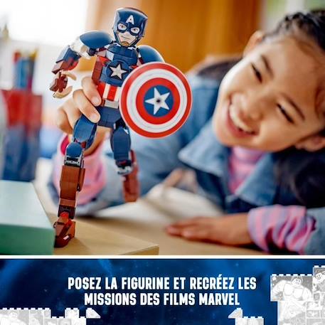 LEGO® Marvel 76258 La Figurine de Captain America avec Bouclier, Jouet et Décoration Avengers BLEU 6 - vertbaudet enfant 