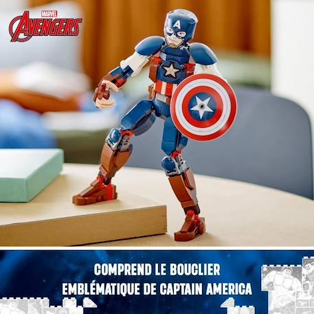 LEGO® Marvel 76258 La Figurine de Captain America avec Bouclier, Jouet et Décoration Avengers BLEU 4 - vertbaudet enfant 